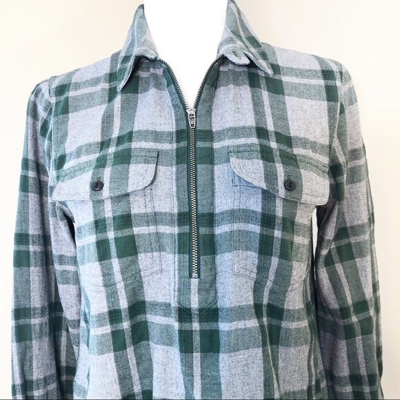 Madewell 1/4 Zip Plaid Flannel Popover Shirt - S - Picture 10 of 10